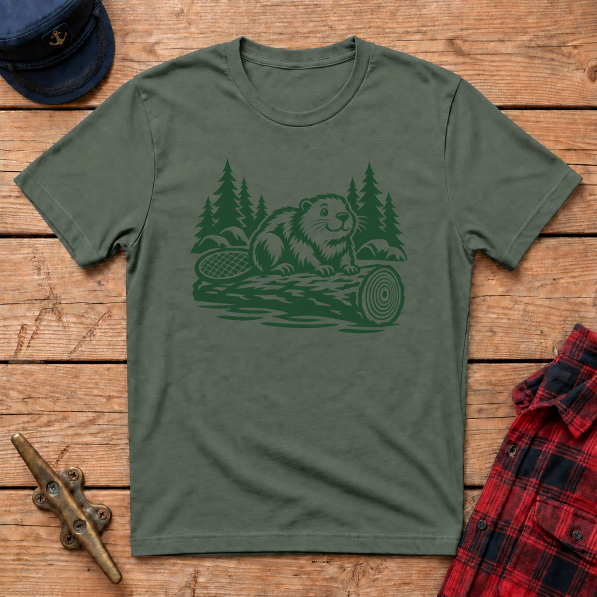 Beaver and Log Graphic Tee