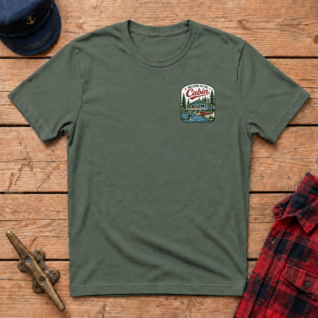 Welcome to the Cabin Lake House Graphic Badge Tee