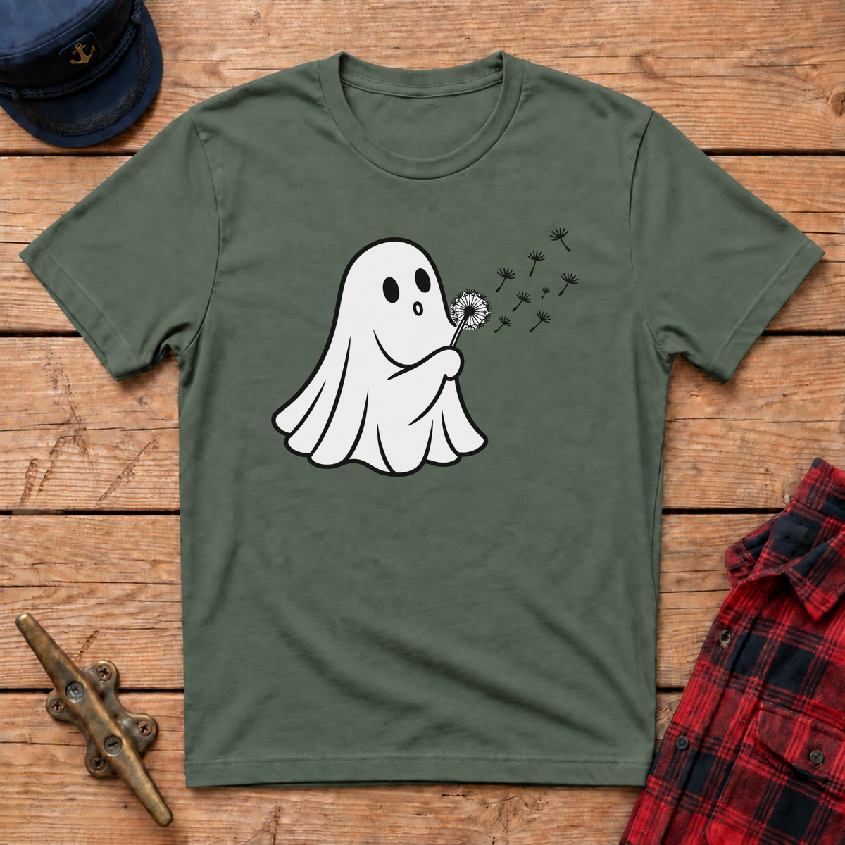 Ghost Blowing Dandelion Graphic Tee