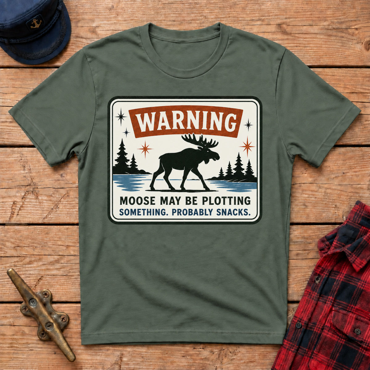 Warning Moose May Be Plotting Something Graphic Tee