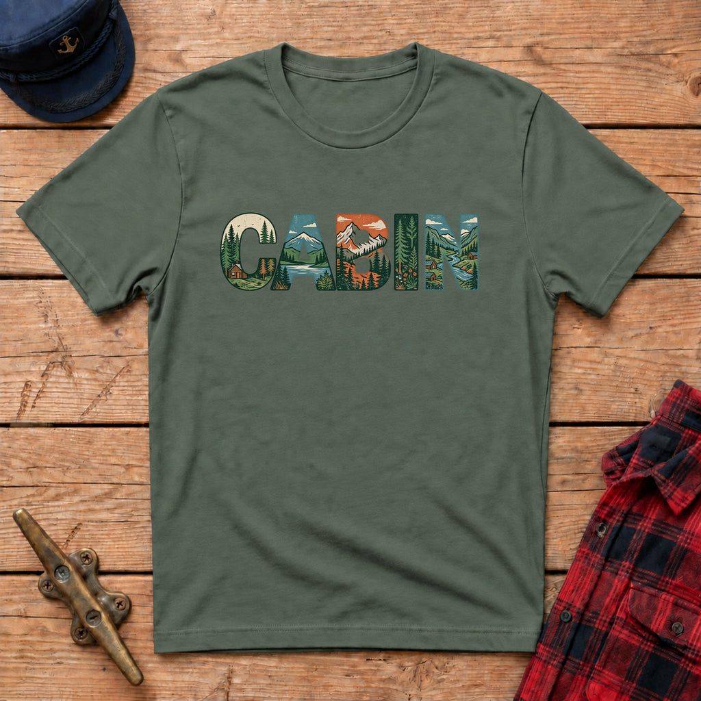 Vintage Cabin Landscape Graphic Tee