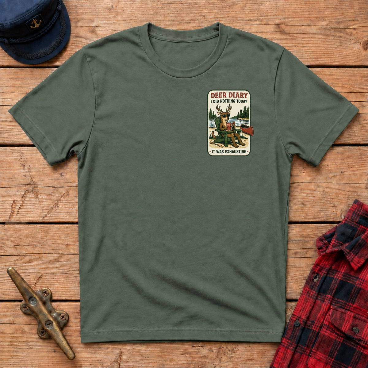 Deer Diary I Did Nothing Today Graphic Badge Tee
