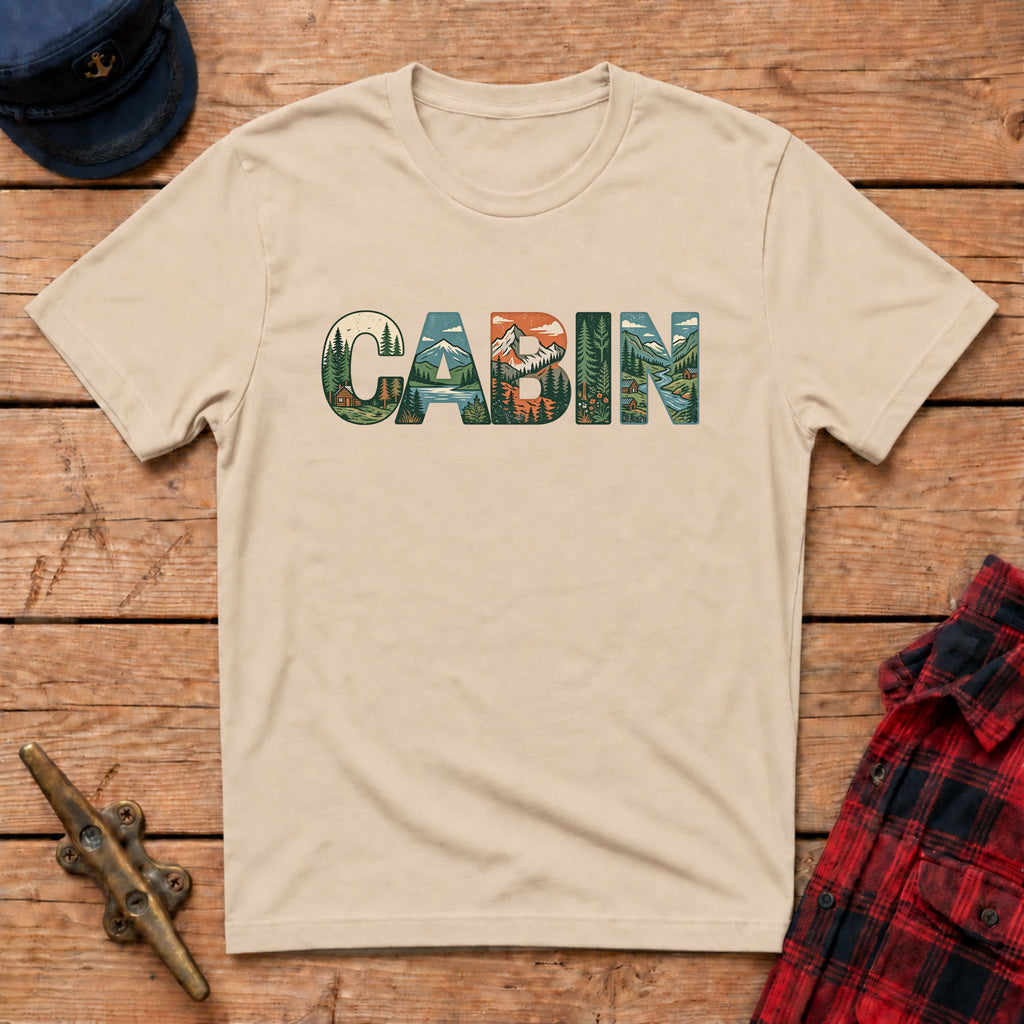 Vintage Cabin Landscape Graphic Tee