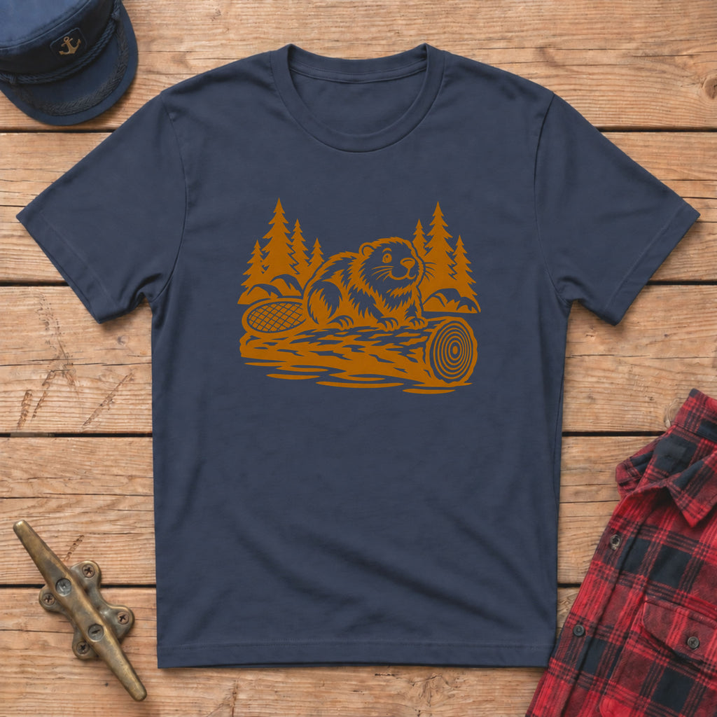 Beaver and Log Graphic Tee