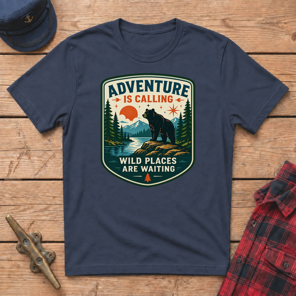 Adventure Is Calling Wild Places Are Waiting Graphic Tee