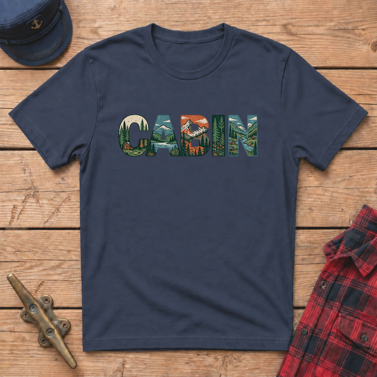 Vintage Cabin Landscape Graphic Tee