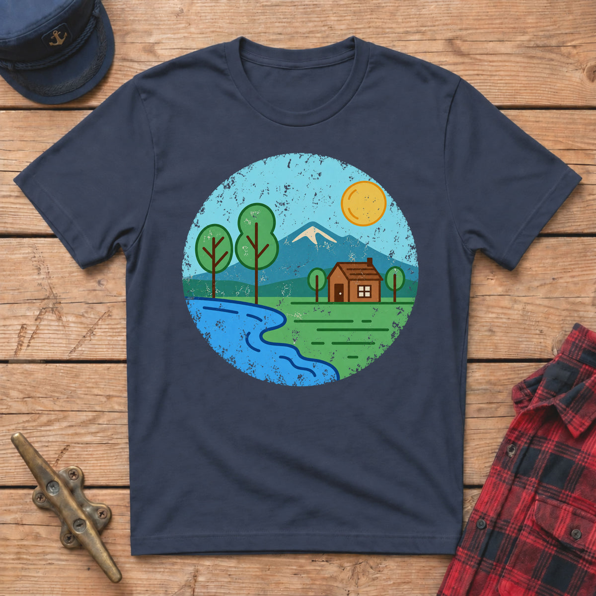 Retro Distressed Cabin Graphic Tee