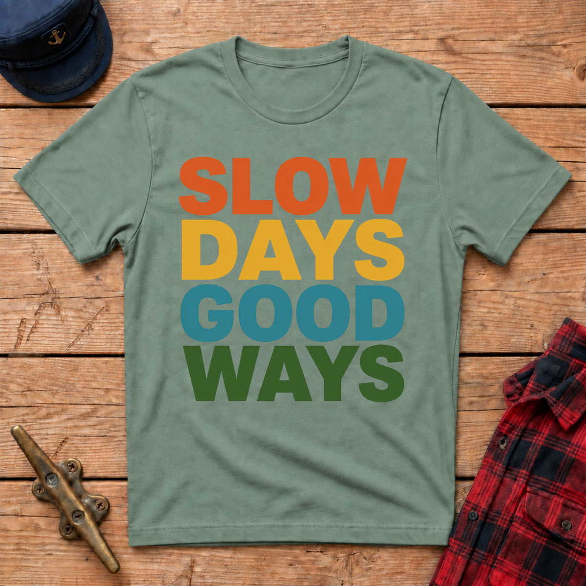 Slow Days Good Ways T-Shirt — Retro Colorblock Relaxed Tee