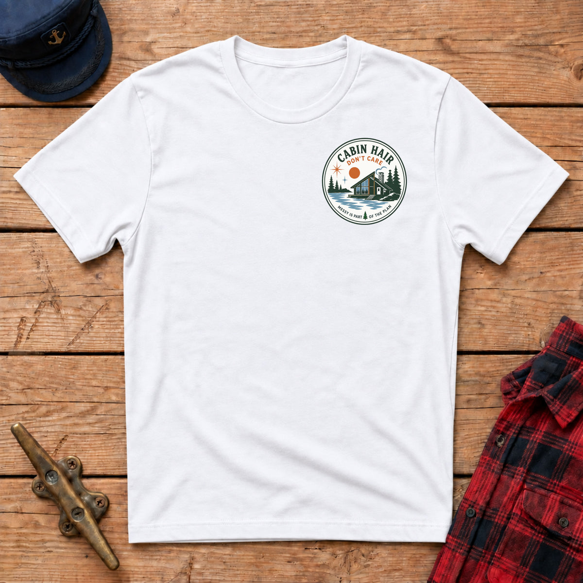 Cabin Hair Don't Care Graphic Badge Tee