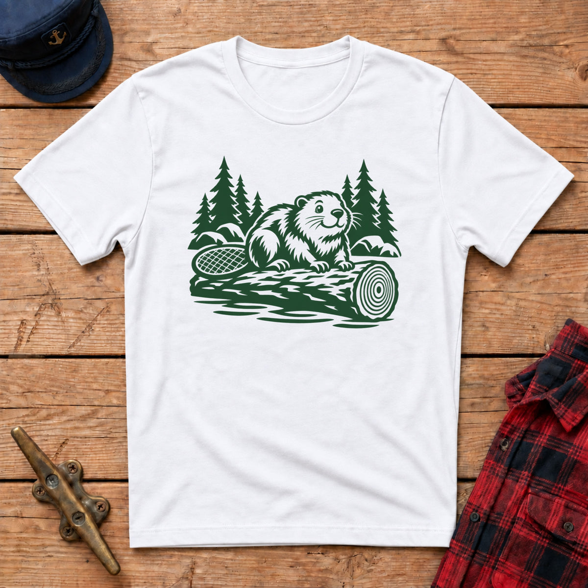 Beaver and Log Graphic Tee