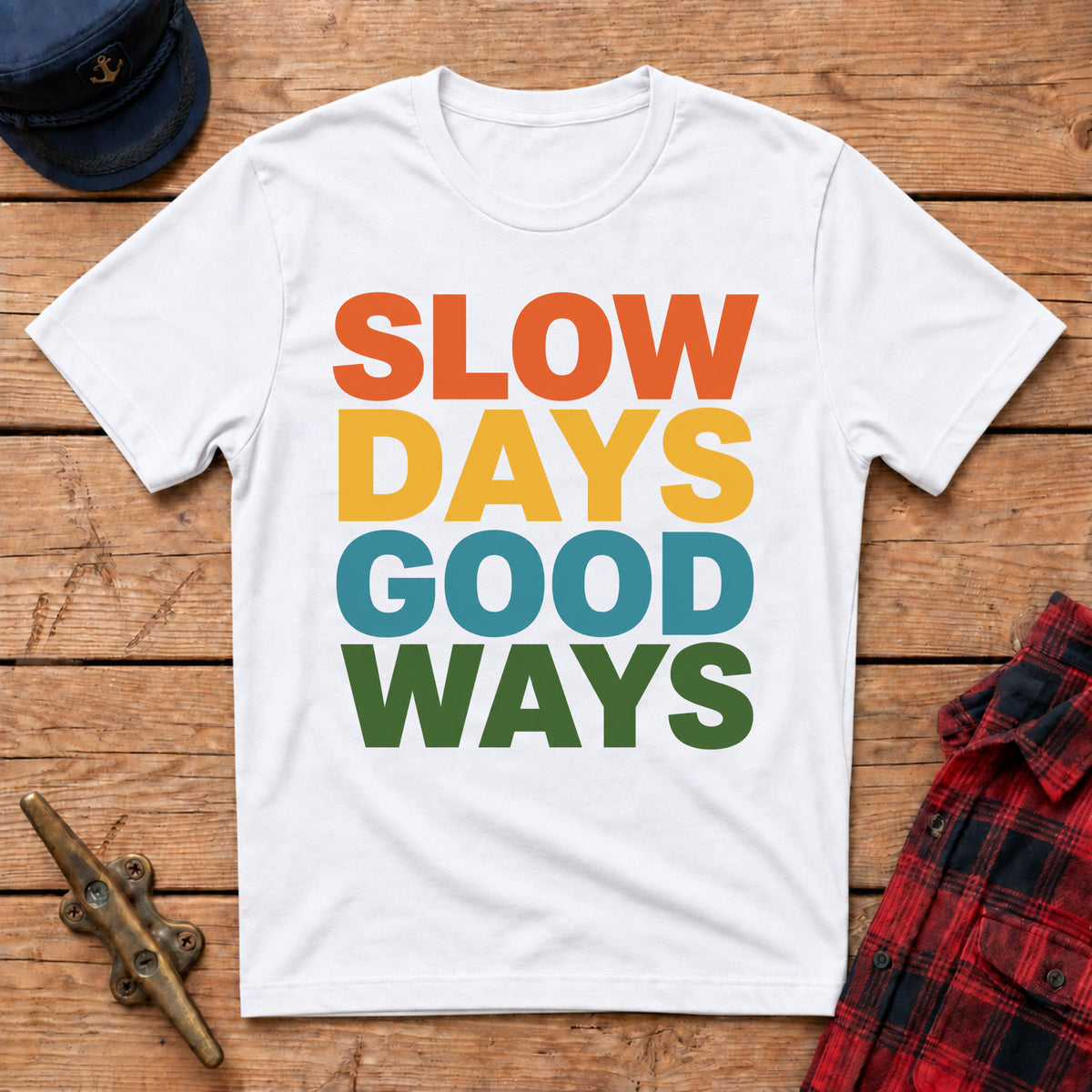 Slow Days Good Ways T-Shirt — Retro Colorblock Relaxed Tee
