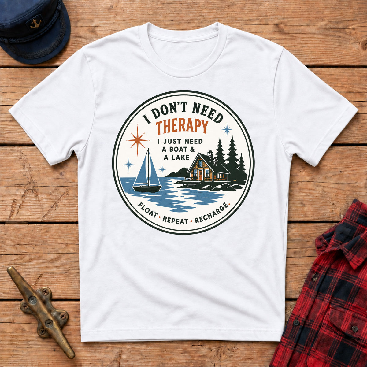 I Don't Need Therapy I Just Need A Boat & A Lake Graphic Tee