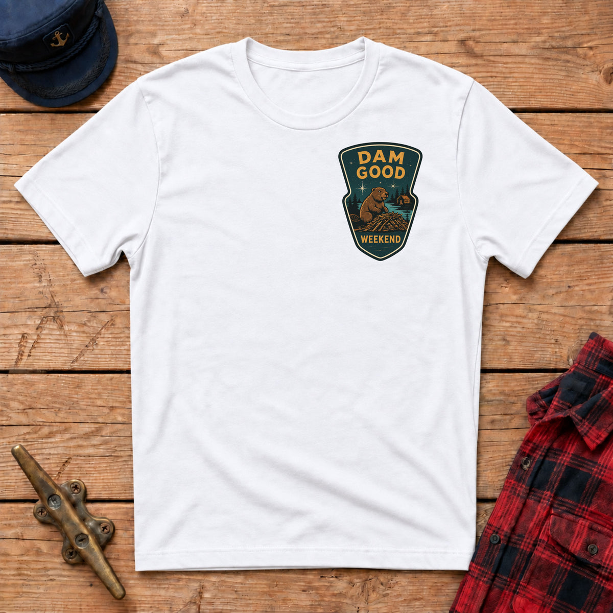 Dam Good Weekend Graphic Badge Tee