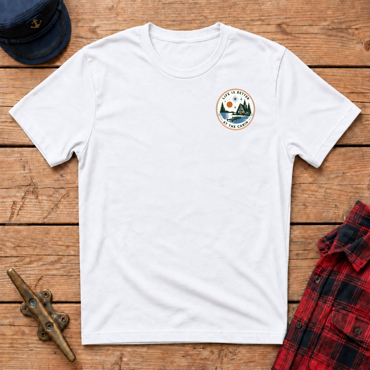 Life Is Better at the Cabin Graphic Badge Tee