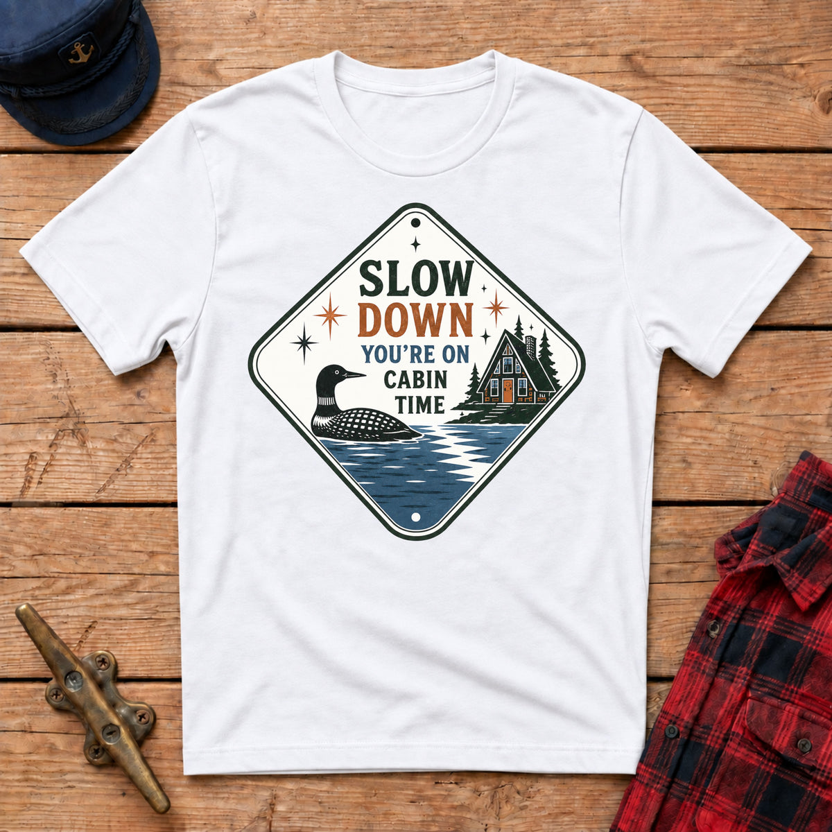 Slow Down You're On Cabin Time Graphic Tee