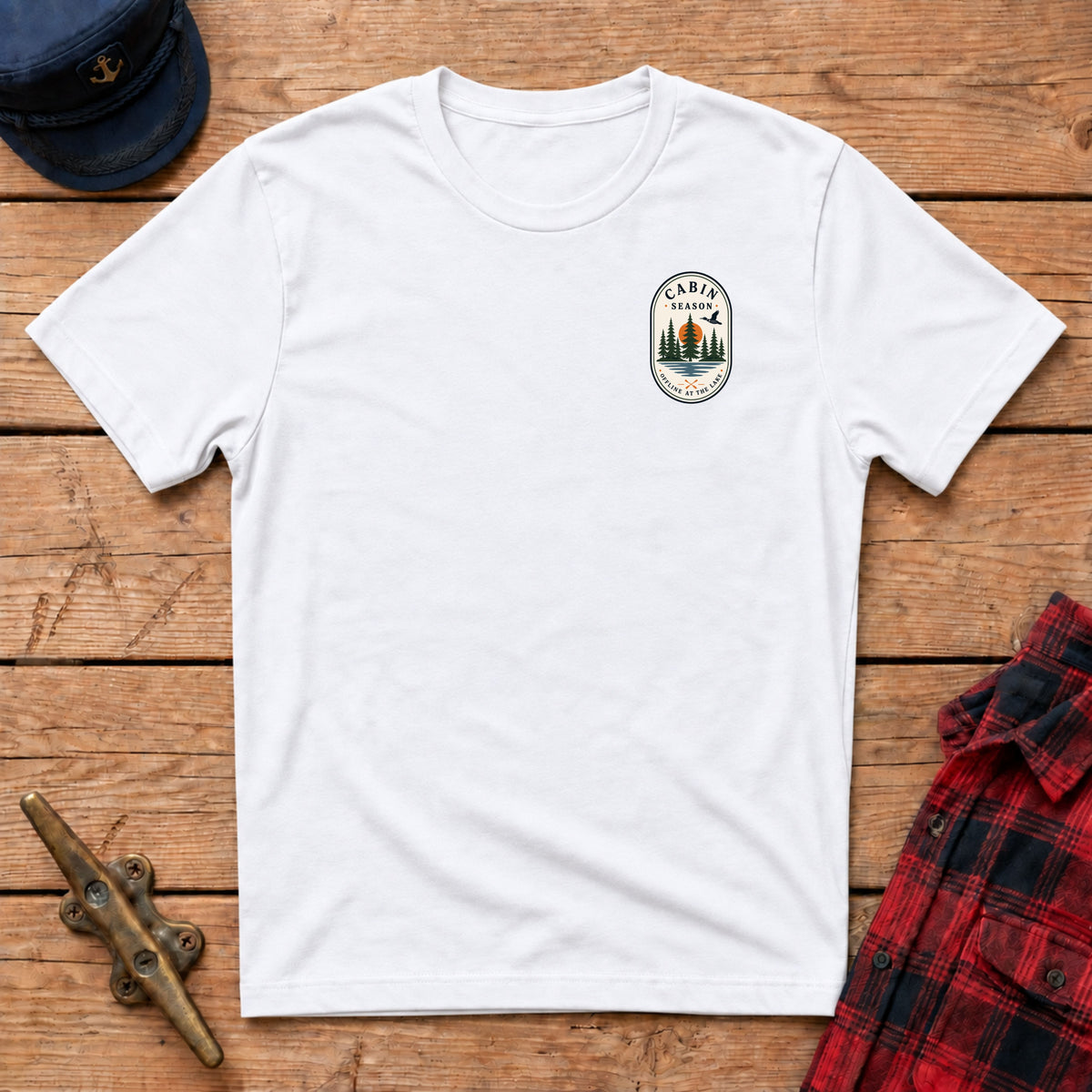 Cabin Season Offline at the Cabin Graphic Badge Tee