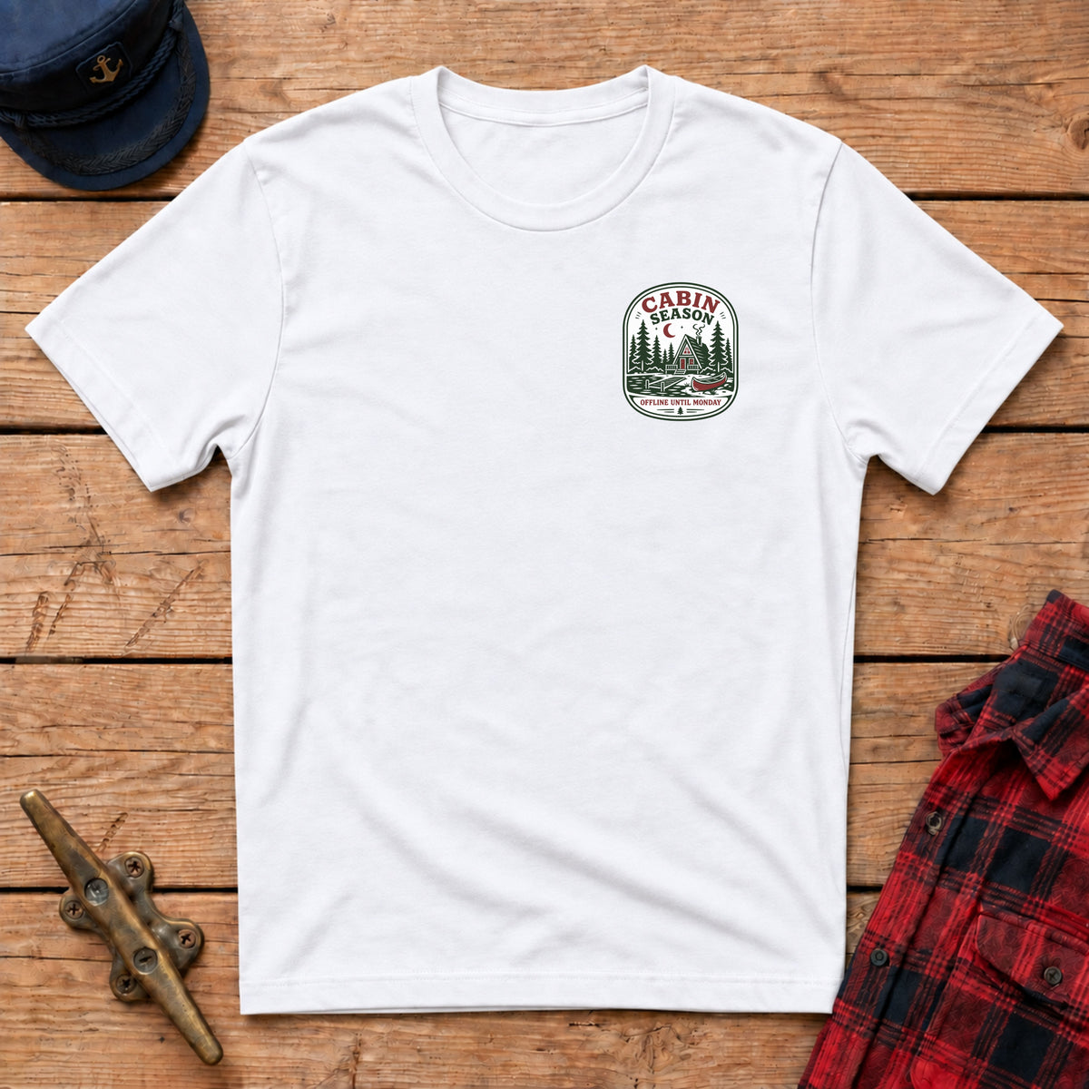 Cabin Season: Offline Until Monday Graphic Badge Tee