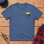 Adventure Is Calling badge tee in Heather Indigo