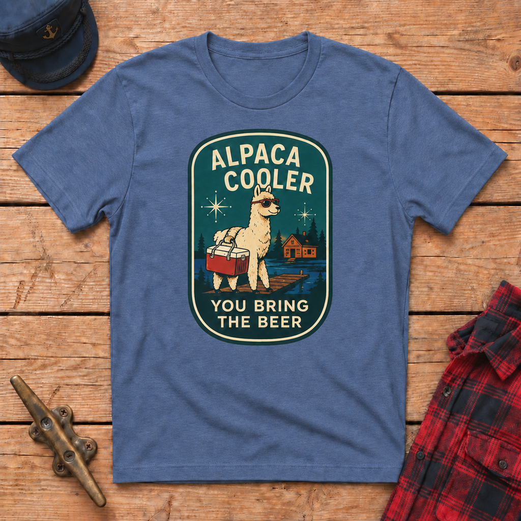 Alpaca Cooler graphic tee in Heather Indigo