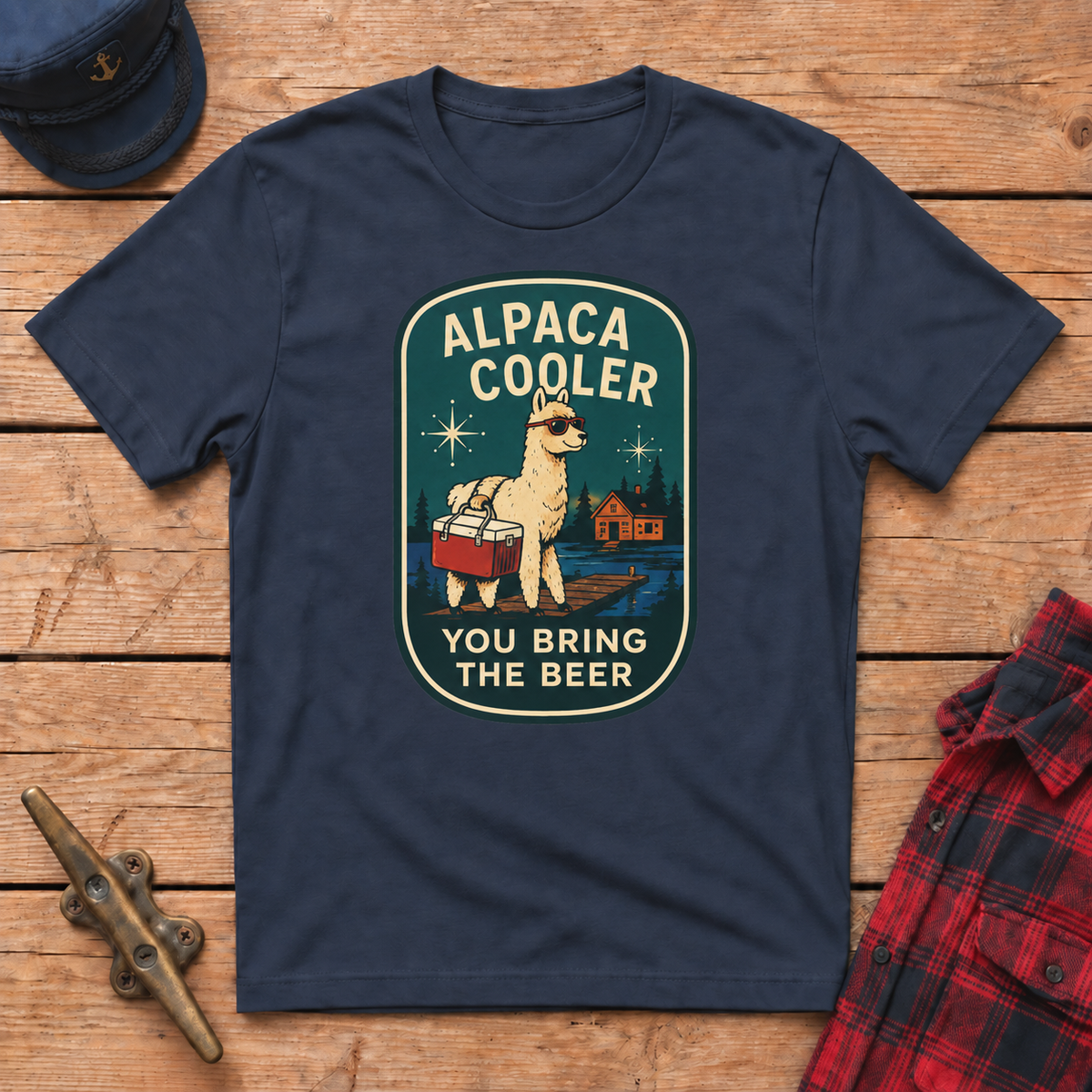 Alpaca Cooler graphic tee in Navy